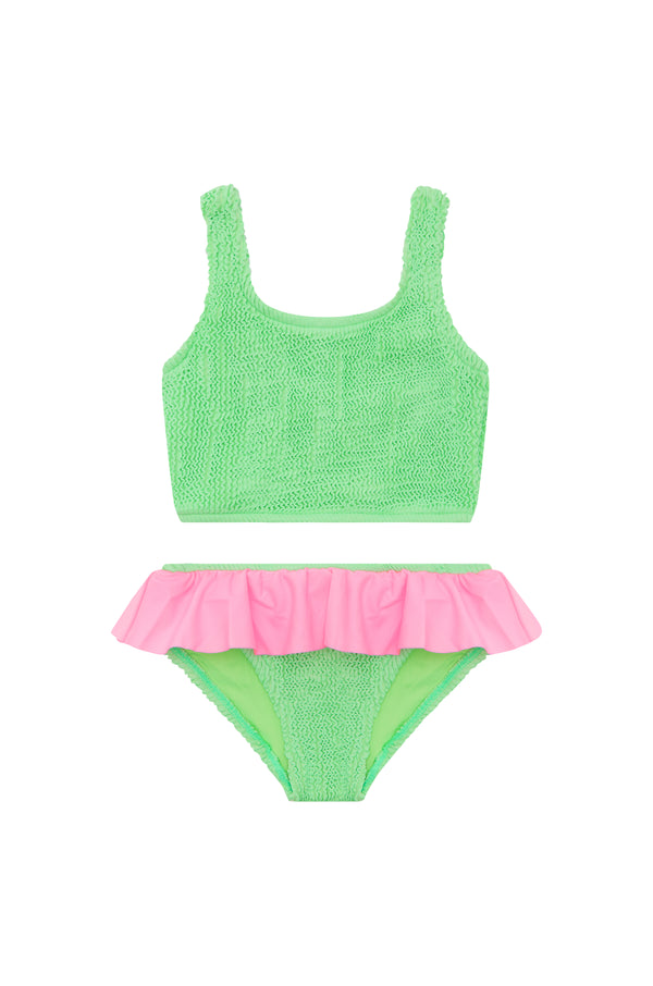 ELLIE TANK BIKINI - GREEN / PINK - <b> NEW STYLE - SPF 50+ </B>