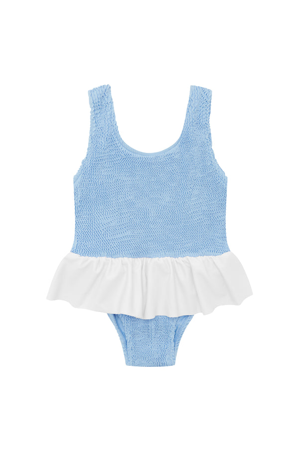 CAMILA FRILL ONE PIECE - BLUE / WHITE - <b> NEW COLOUR - SPF 50+ </B>