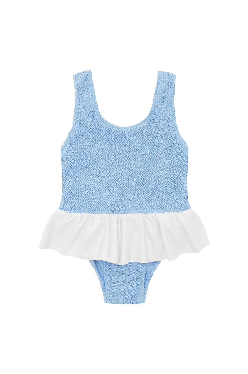 CAMILA FRILL ONE PIECE - BLUE / WHITE - <b> NEW COLOUR - SPF 50+ </B>