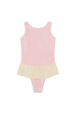 <B> NEW! </B>- PIPER FRILL ONE PIECE - BLUSH/CREAM - <B> SPF 50+ </B>