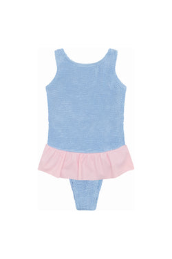 <B> NEW! </B>- PIPER FRILL ONE PIECE - BLUE/PINK- <B> SPF 50+ </B>